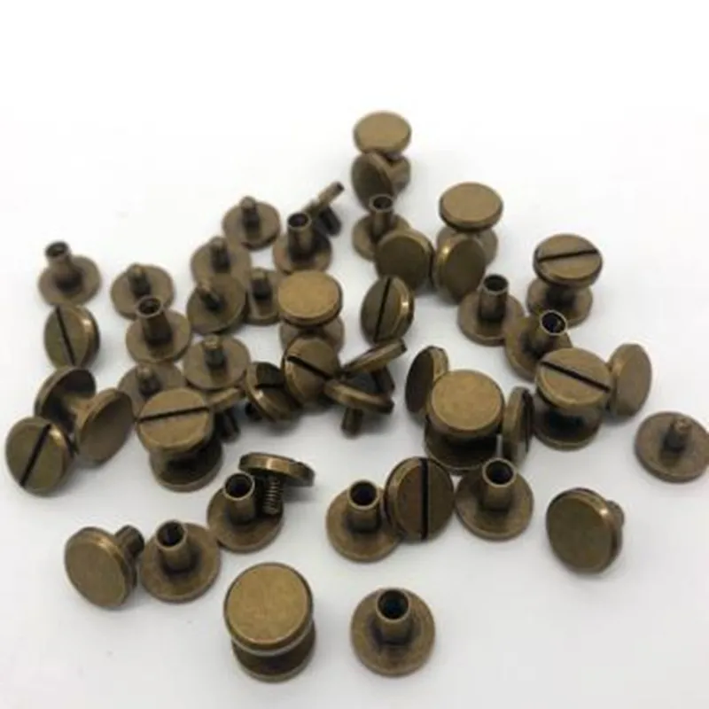 10sets Head 8mm 10mm Solid Brass with antique brass colour Binding Chicago Belt Screws Strap Rivets Screws Leather Craft