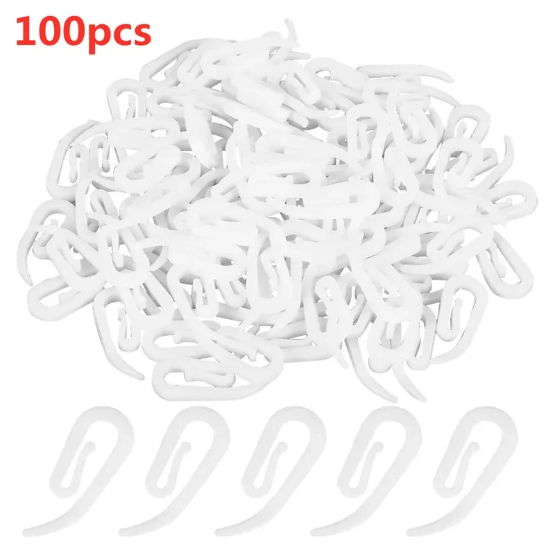 500pcs/Set Curtain Hanging Hooks Ring Window Curtain Hanger Hooks White Plastic Curtain Hook For Home Office Curtain Accessories