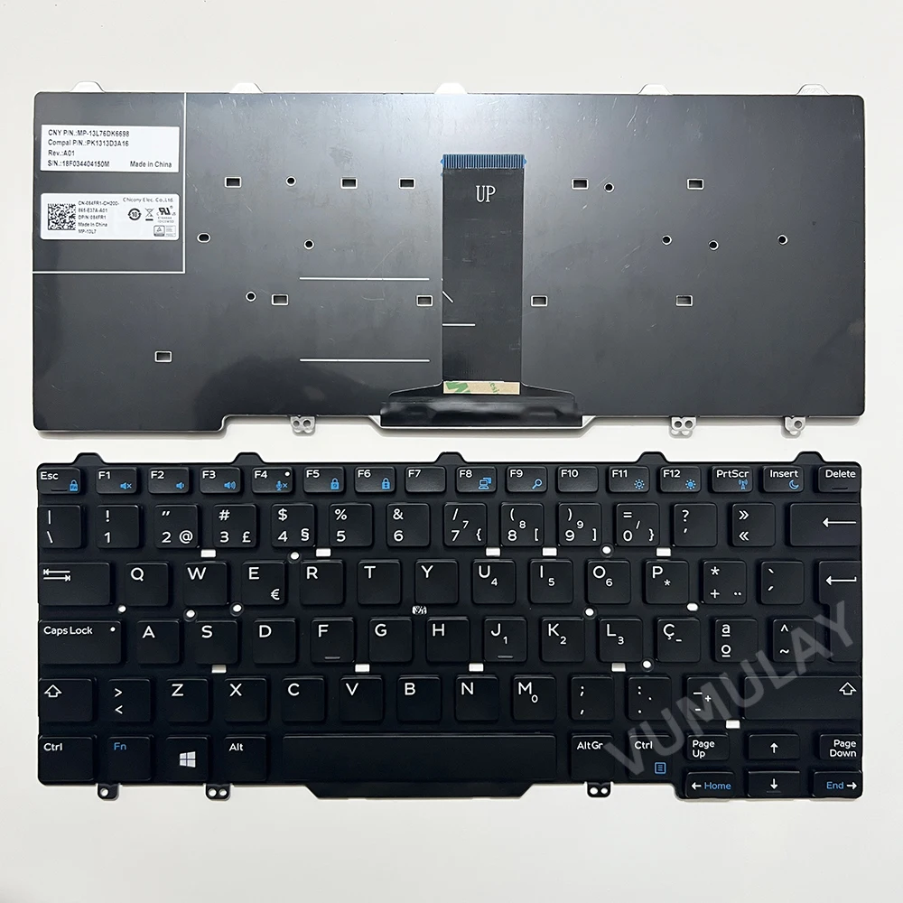 Brazilian/Spanish/Portuguese Keyboard for DELL Latitude 7350 7480 7490 5480 5490 5491 5495 No Pointer 0VW6J9 HH4RM SP/PT/BR