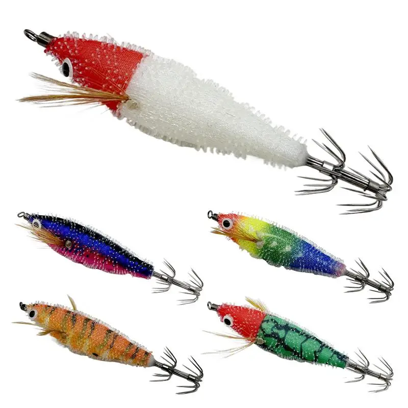 Squid Jig 3D Glow in the Dark Squid Jig Hooks Outdoor Fishing Animated Lure Portable 2.95 Inches Trolling Lures Deep Sea Fishing