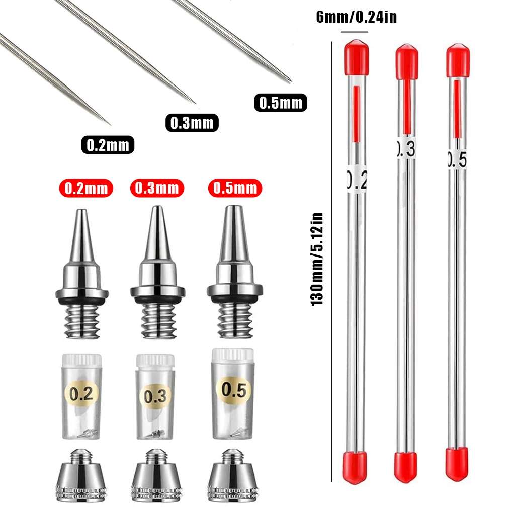 HD130/180 nozzle Versatile Airbrush Nozzle Needle Replacement 20-30mm 020305mm Airbrush Nozzle Easy To And Care