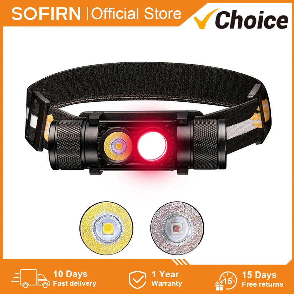 H25LR Powerful Lightweight Head Flashlight LED 90 High CRI Rechargeable Headlamp with Bright White Light  660nm Deep Red Torch