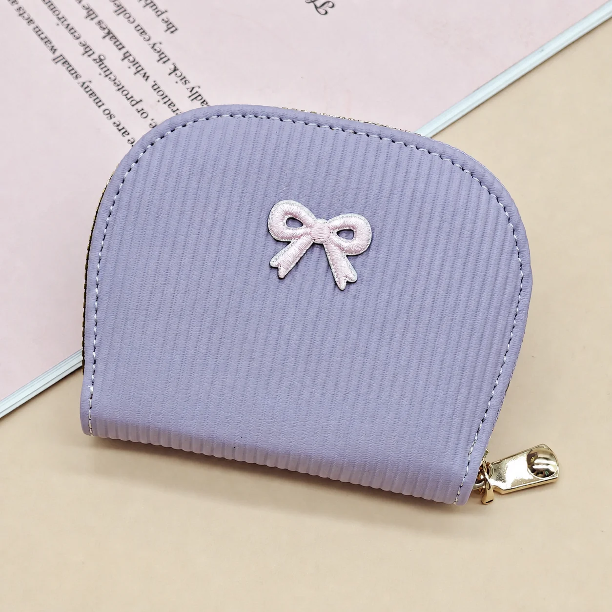 Bow Decor Wallet Bow Decorated Zipper Wallet Compact Card Wallet Wear Resistant For Card Storage Women Shopping