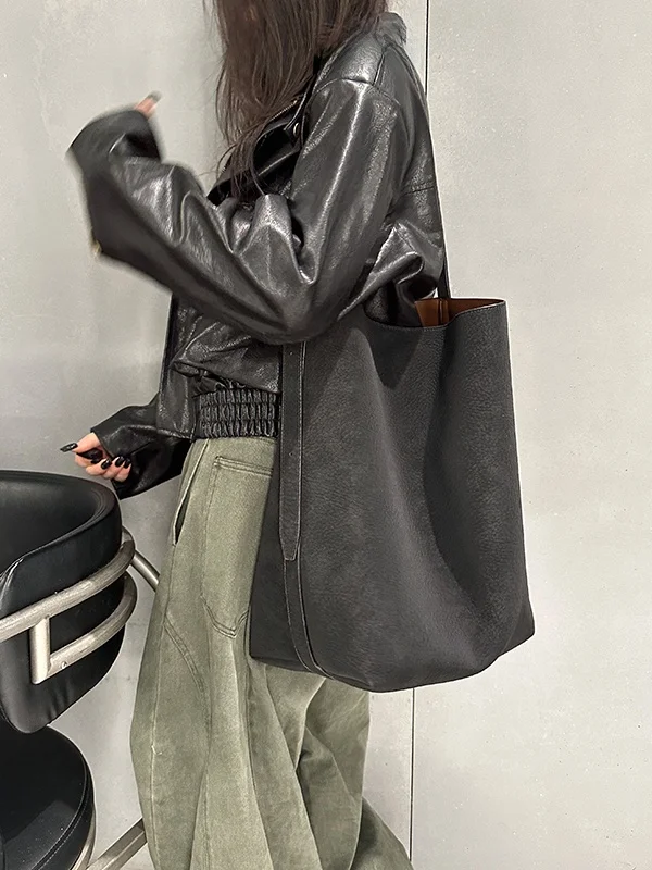 

ANAN Genuine Leather Large Capaci Buet Bag Women's 2025 New Autumn Winter Commuter Bag Single oulder Bag Tote Bag