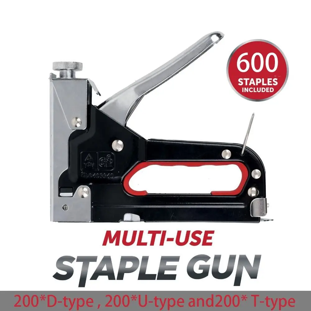 

Heavy Duty Tacker Staple Gun with 600 Staples Powerful Manual Staple Gun Straight U-shaped 4-14mm Upholstery Stapler Wood Craft