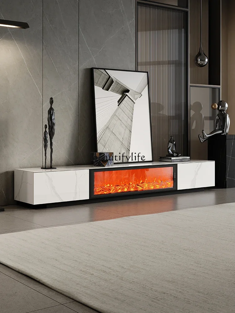 GG8New Fireplace Decoration Simulation Flame Integrated Stone Plate Light Luxury Floor TV Cabinet High Sense