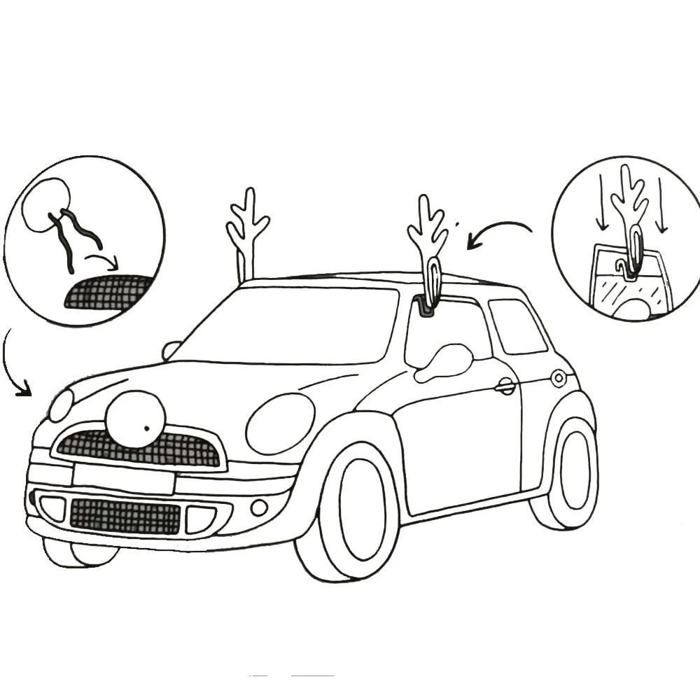 A95E-Cute Vehicle Nose Horn Costume Set And Christmas Supplies Rudolf Reindeer Christmas Car Decor