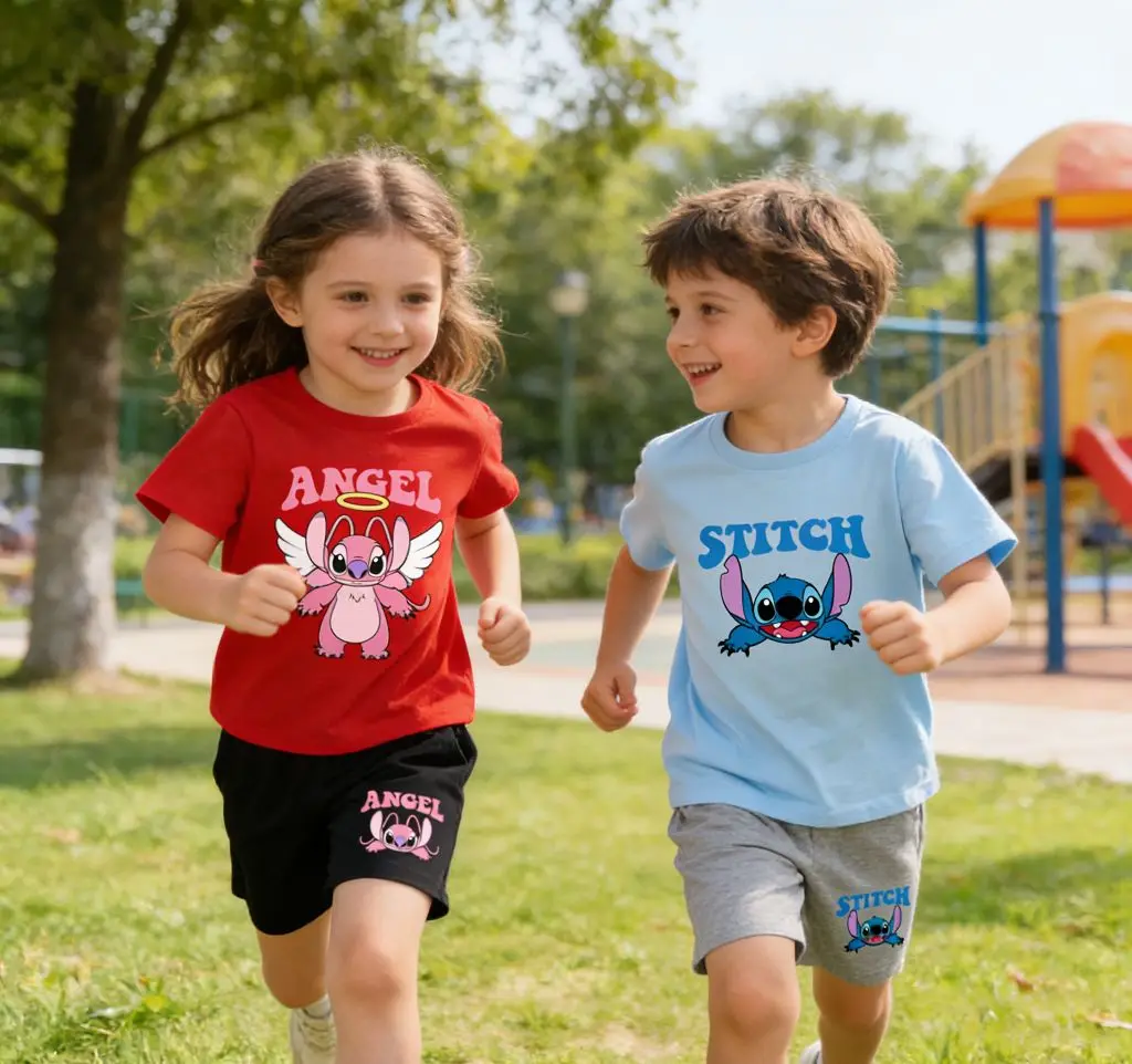 

Summer Children's Cartoon Pattern Daily Wear Set for Toddlers - T-shirt + Shorts. Boys and Girls. Quick-drying Sports T-shirt.