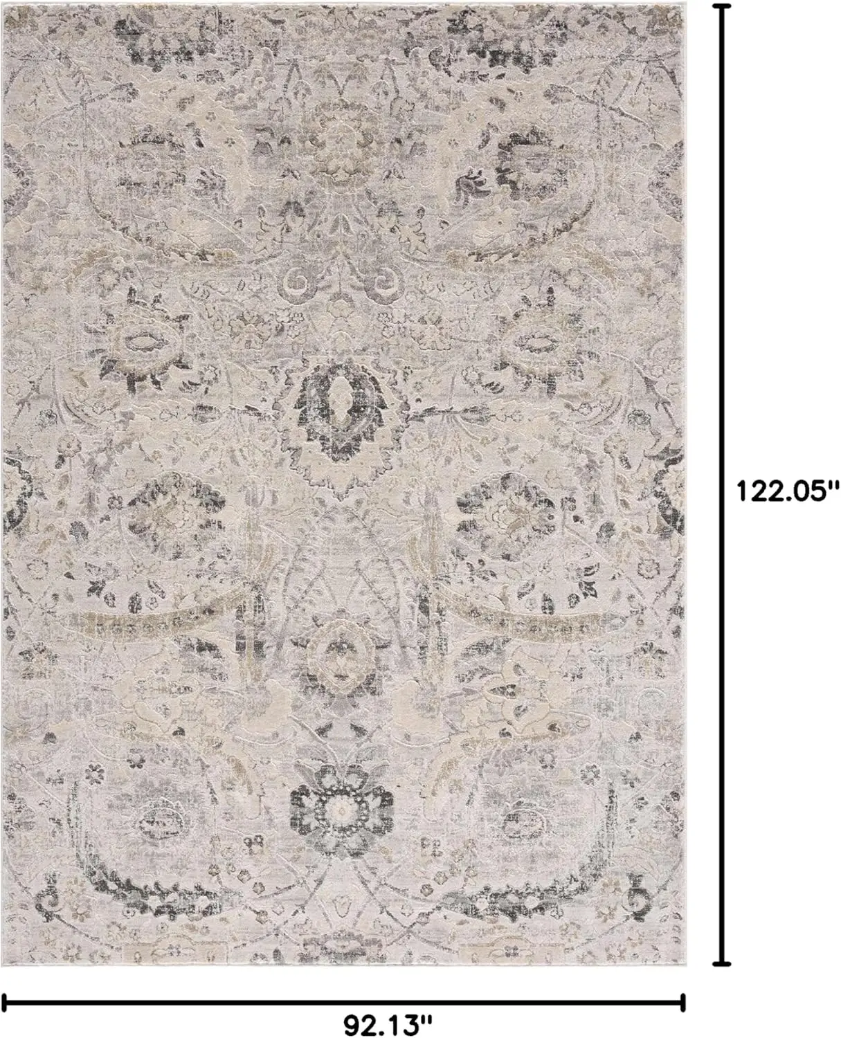 Hauteloom Georgiana Rustic Farmhouse Traditional Floral Medallion Carpet For Living Room, Bedroom - Boho Vintage Oriental