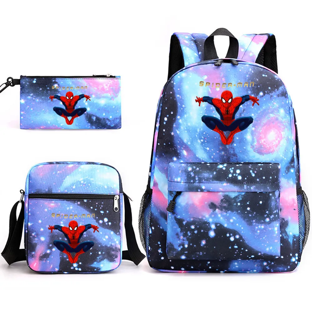 3 szt. Plecak Spiderman Cartoon 3D Print Junior-senior licealistki torby szkolne torba na ramię pojemność na laptopa Mochilas