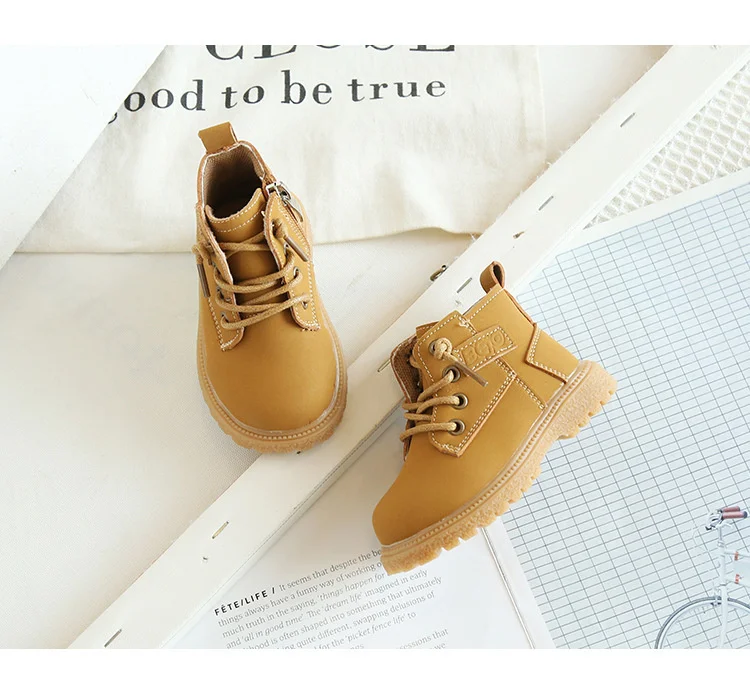 Neue Frühling/Herbst Baby Stiefel Leder Britischen Stil Jungen Mode Stiefel Gummi Sohle Zip Seite Kleinkind Mädchen Stiefeletten 15-25 – Detail 12