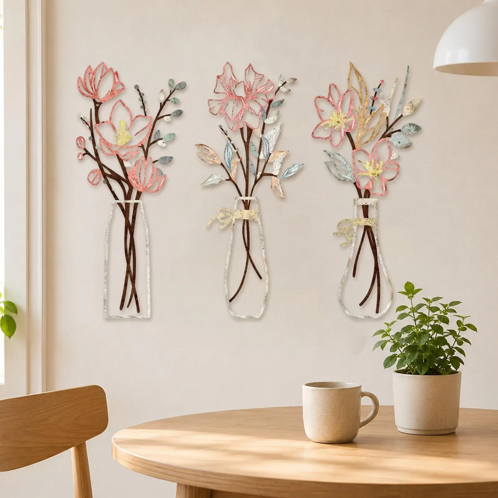 3 Piece Large Metal Wall Art Decor Modern Rustic Colorful Decoration for Living Room Balcony Entrance Hall Gallery Wall Decor