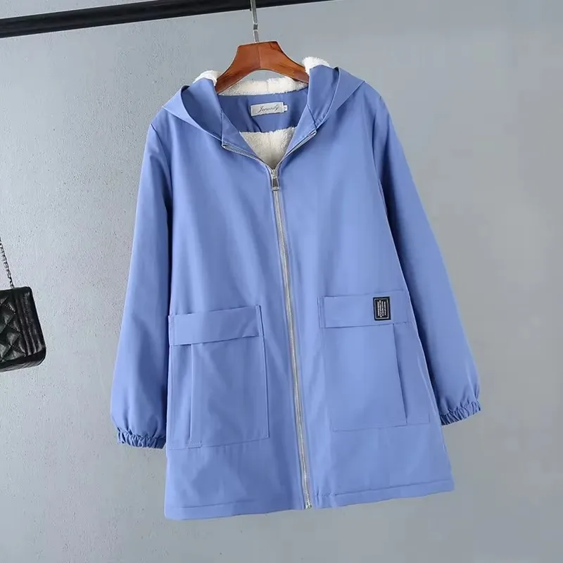 

Thickened Jacket Women Autumn Winter 2025 New Windbreaker Korean Joker Outerwear Long Loose Coat Female Fashion Trend Overcoat