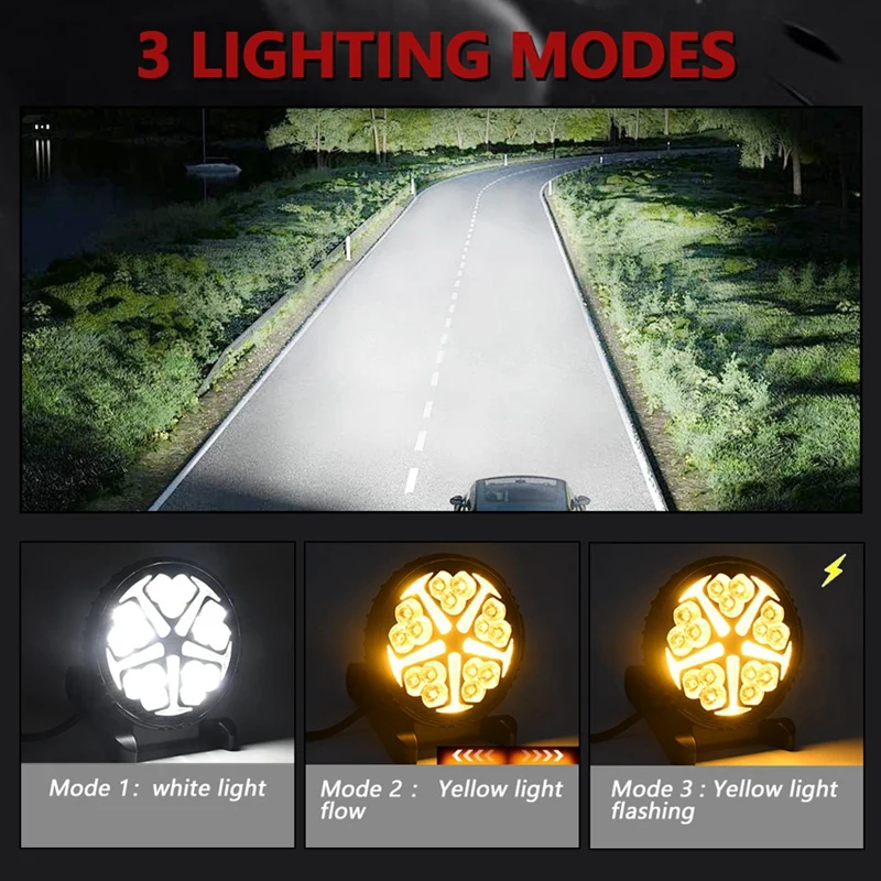 WISH รอบ 4 นิ้วรถไฟ LED ทํางานแฟลชสปอตไลท์ DRL สําหรับรถบรรทุก ATV UTV SUV รถจักรยานยนต์รถพ่วงเรือ