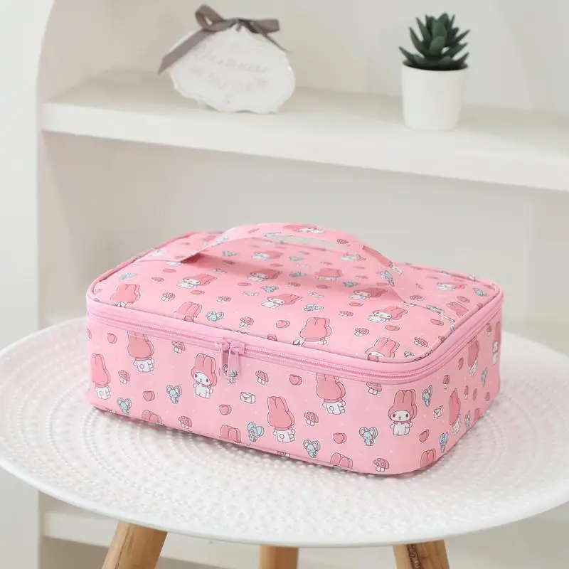 Kawaii Sanrio Hello Kitty Lunch Box Bag Kuromi My Melody Cinnamoroll Large Capacity Student Cute Waterproof Insulated Bento Bag