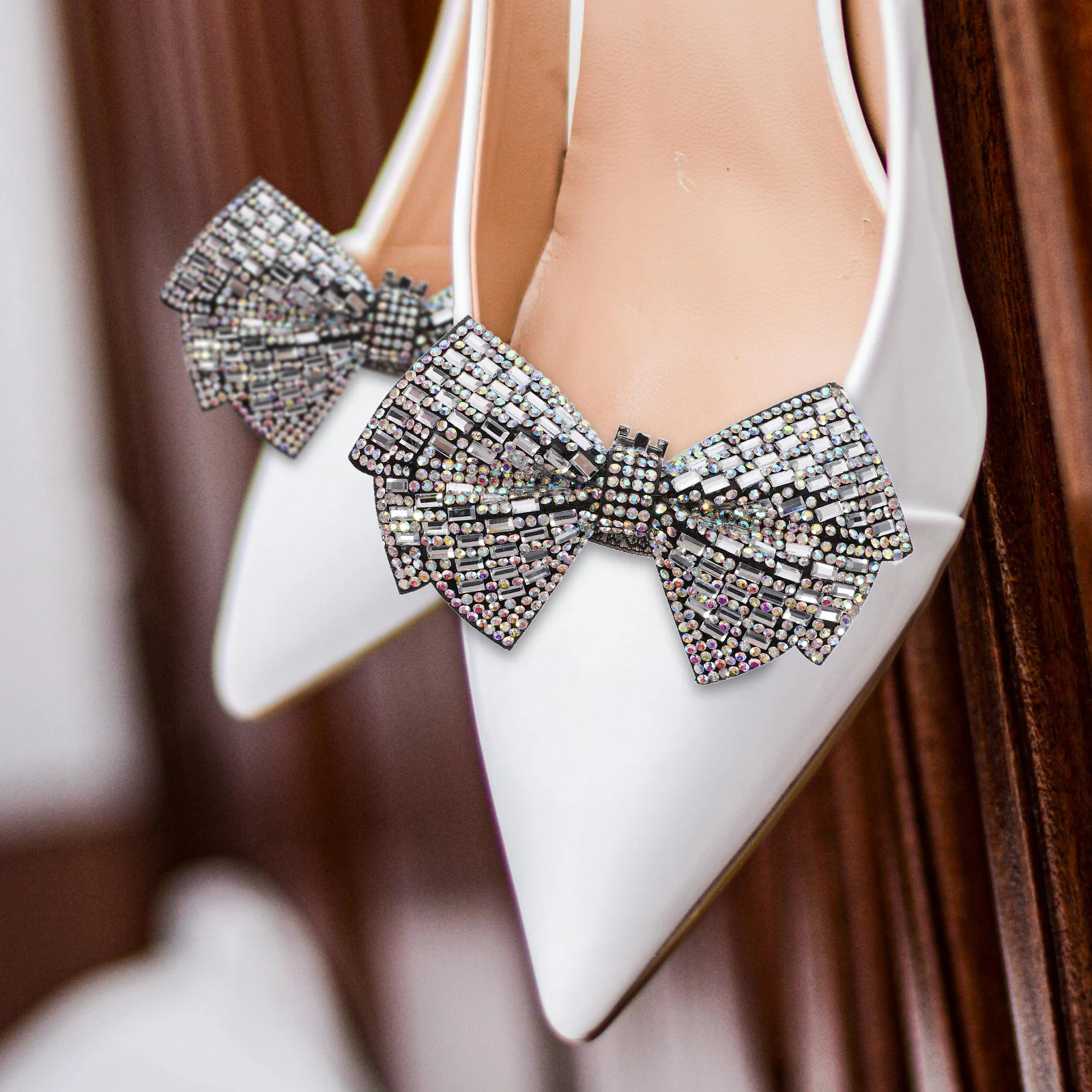 

2pcs Bow Shoe Charms Rhinestone Metal Decorations Detachable Diy Accessories For Women Bridal Wedding Pumps Heels Ornament