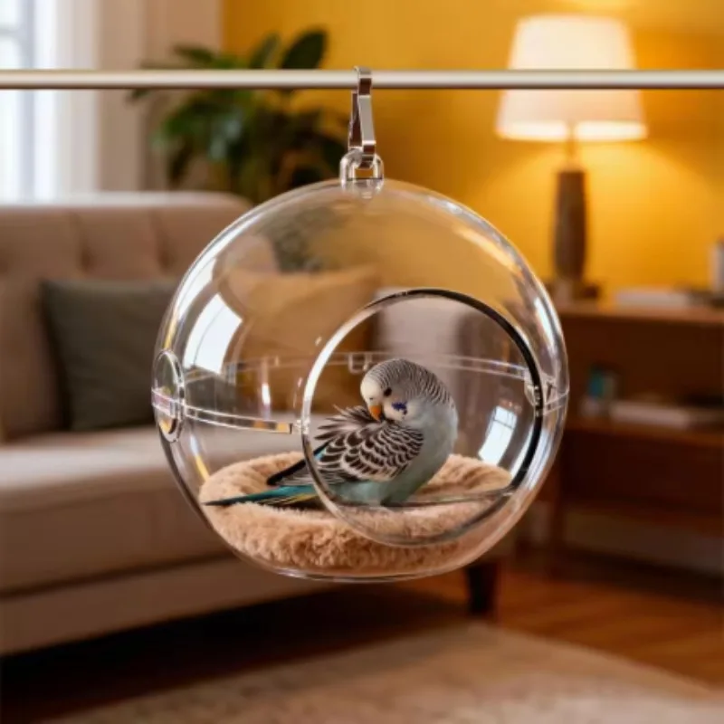 

Transparent Bird Nest for Tiger Skin Peonies Pearl Birds All-Season Universal Bird House Detachable Washable Bird Cage Nest