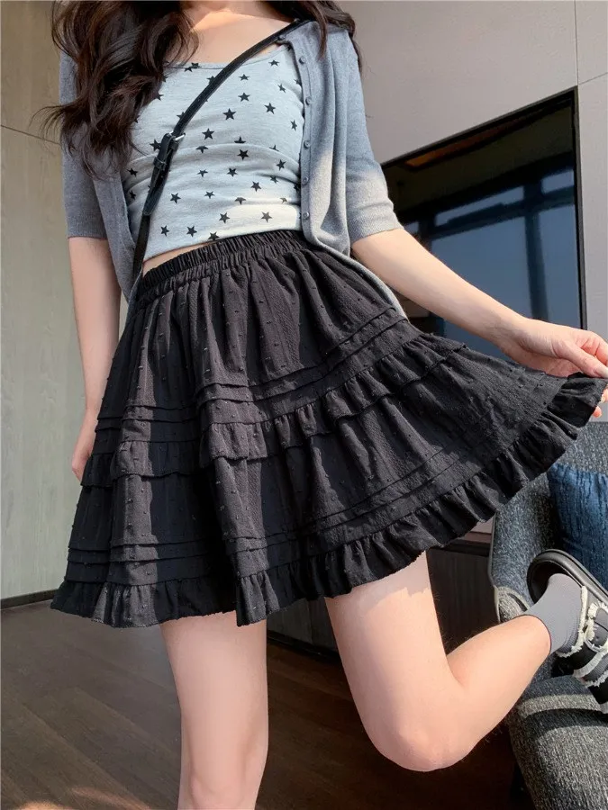 Gonna torta carina ort A-Line f Body Estate da donna Dr Prevenire l'esposizione Balletto Sle Balza Vita alta Pizzo Casual