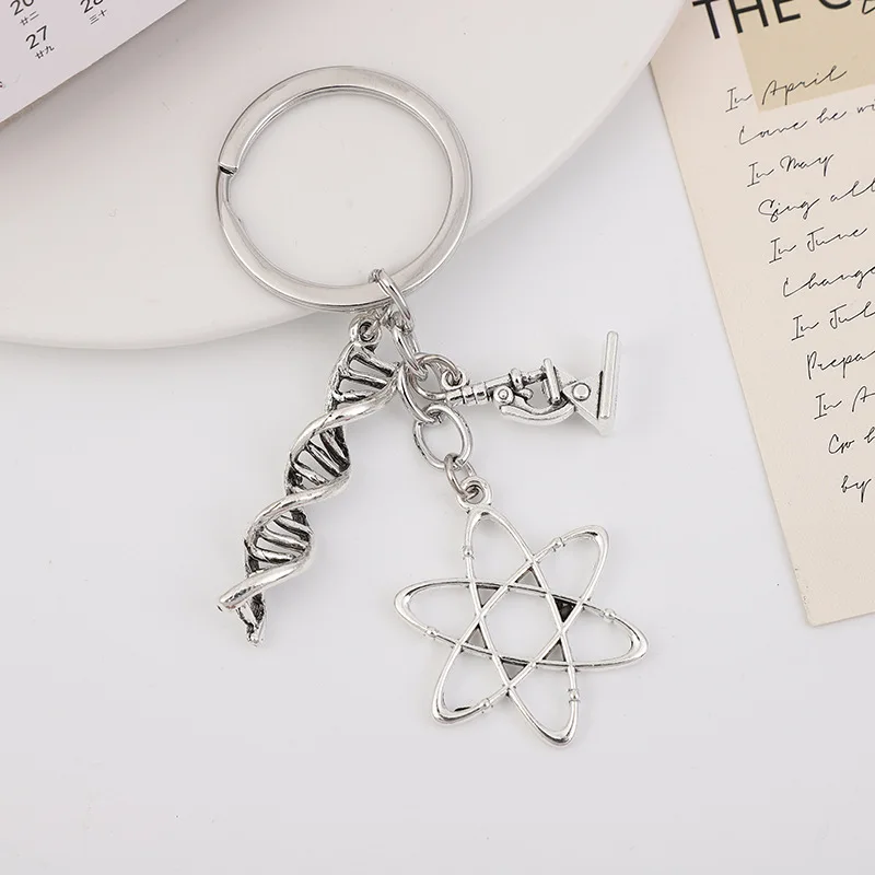 Hot Sale Alloy Magnifying Glass Gene Chemistry Gift Teacher's Day Gift Alphabet Series Keychain