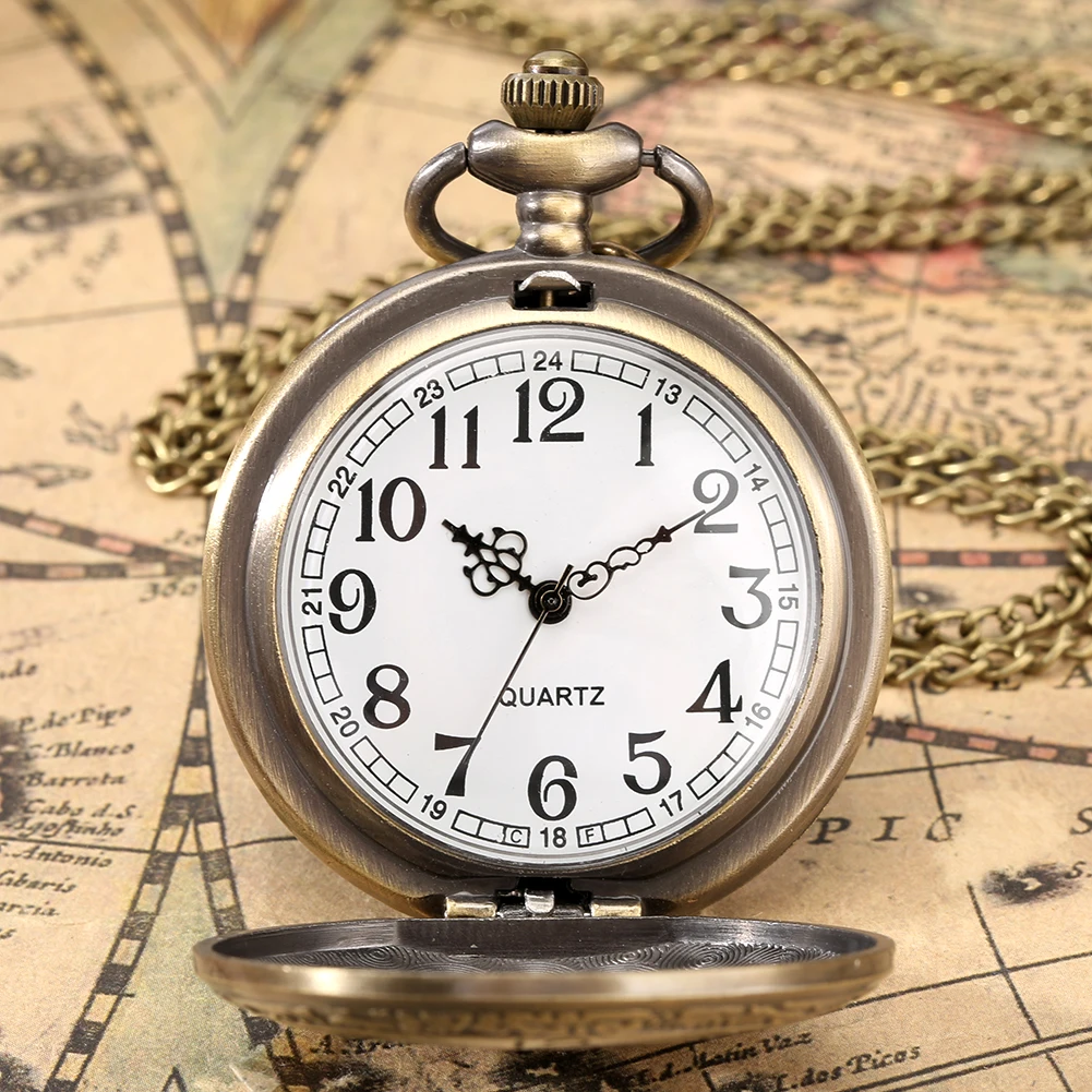 Vintage Bronze Heart Shape Hollow Pocket Watch Quartz Necklace Pendant Watch Women Retro Gift for Anniversary
