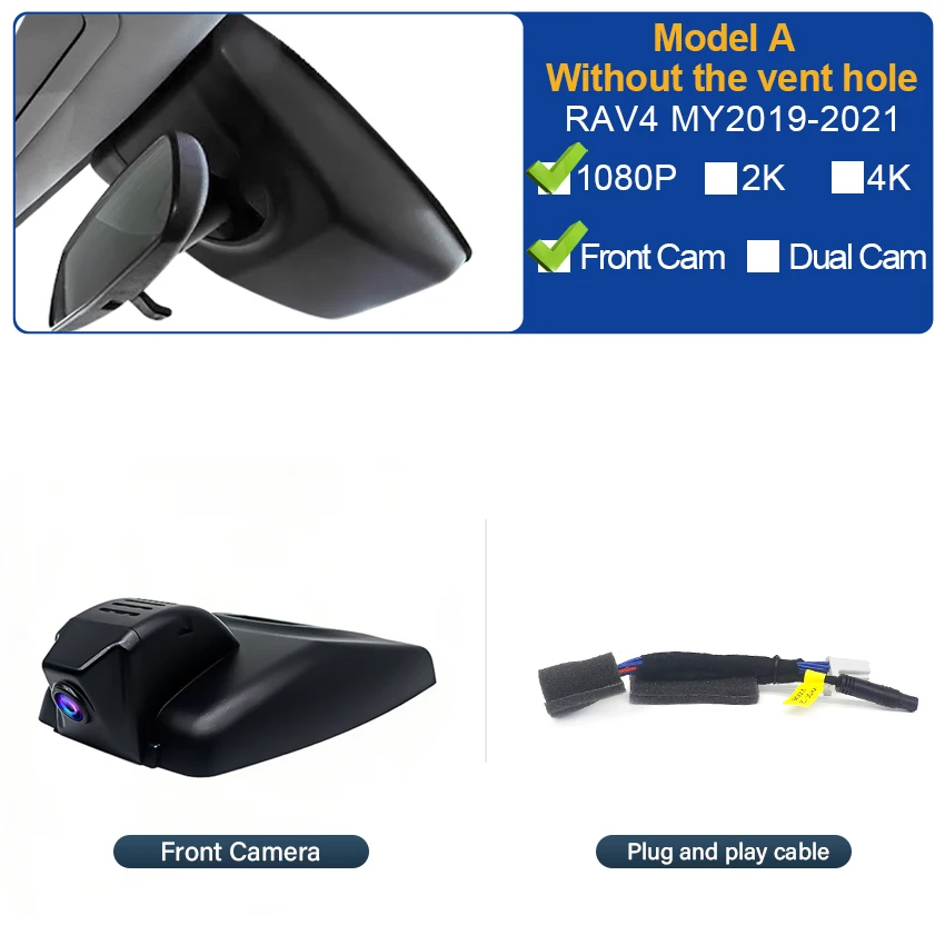 For Toyota Rav4 XA50 XA40 XU80 4K HD Dash Cam for Car Camera Recorder Dashcam WIFI Car Dvr Recording Devices Accessories