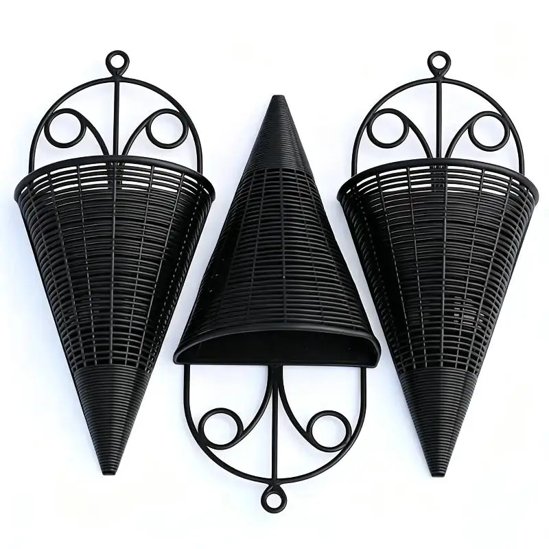 New Hanging Cone Wall Planter Basket Imitation Rattan Craft Options Perfect For Balcony Living Room Wall Flower Decor