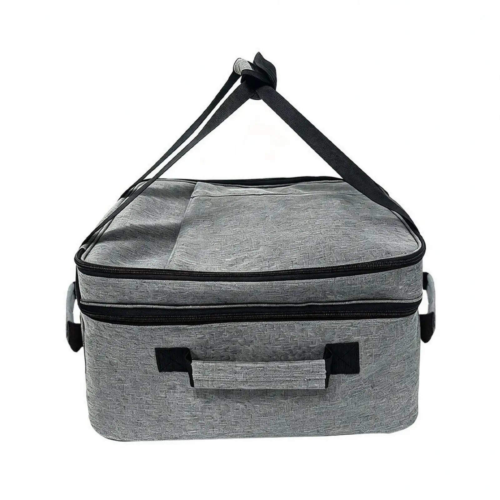 Gray Nylon Double Layer Storage Pouch with Shoulder Strap for Designer Bag Organizer and Travel Use