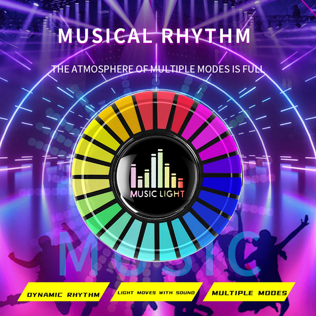 2 in 1 Car Music Rhythm Lamp Car Vent Sound Control Rhythm Light Freshener Vibration RGB Colors Option Car Interior Ambient Lamp