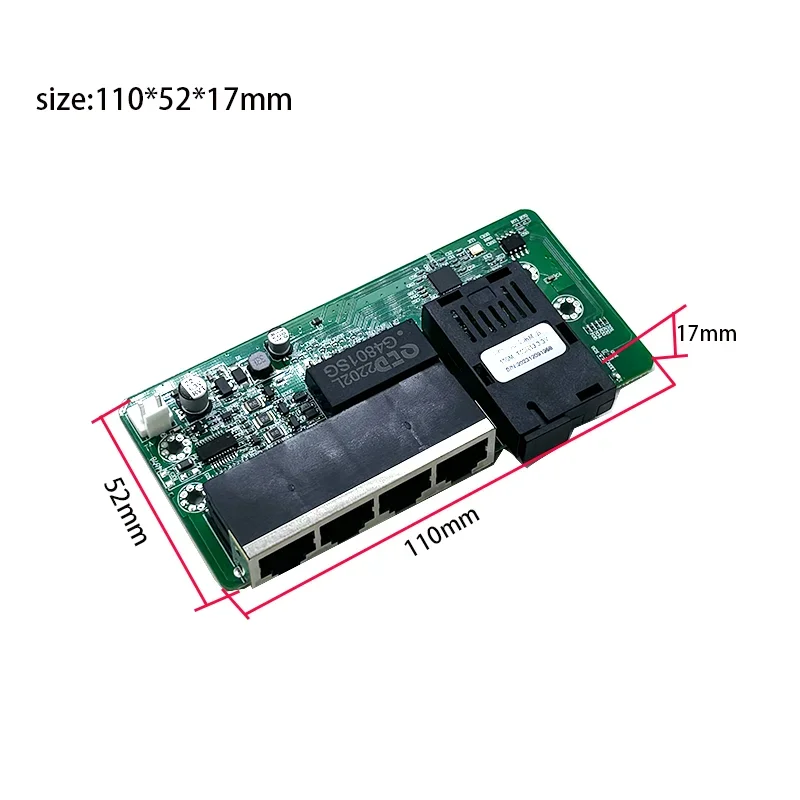 Convertidor de medios ópticos de fibra Ethernet, 4 puertos, 802.3AT/AF, 48V, POE10/100M, con 1 puerto, 20km, 1,25, 1310A/1550B SC