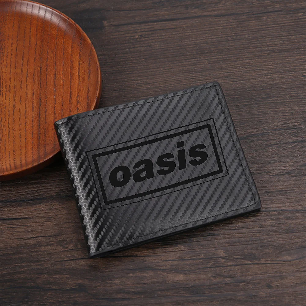 Oasis band name logo rectangle Men's Wallets Simple Business Modern Stylish Printing Design Gifts For Father Boyfriend Christmas