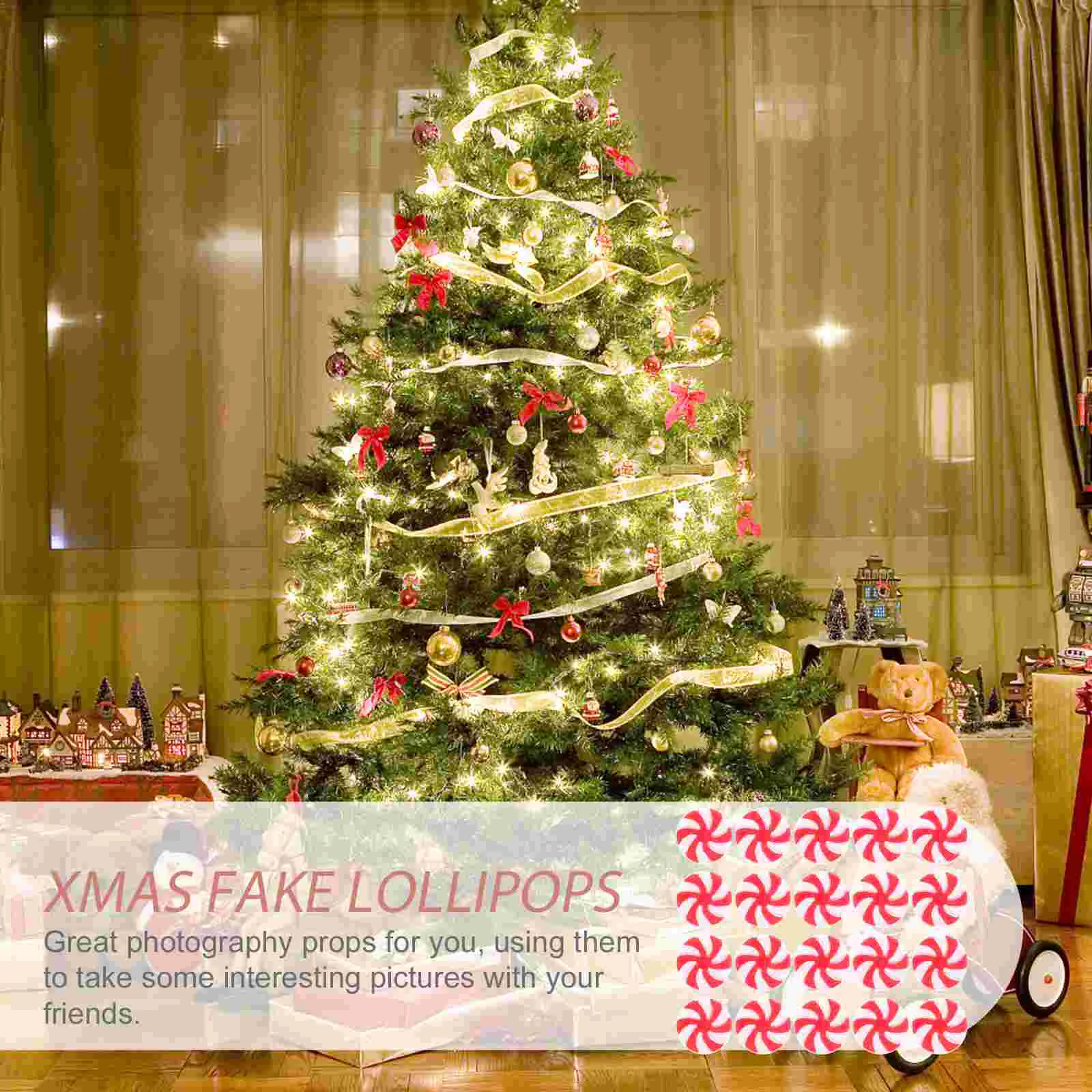 50 Pcs Candy Display Christmas Simulation Indoor Decorations Xmas Props Plastic DIY Pendant