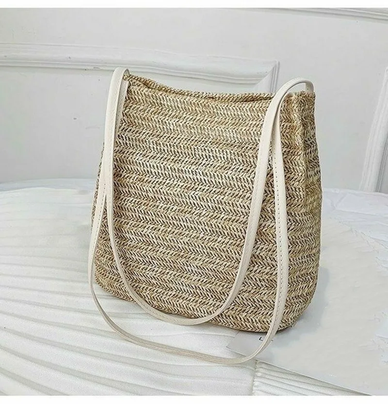 Women\'s Straw Woven Handbag Large Rattan Basket Beach Bag Summer Women Messenger Crossbody Bags Girls Small Beach Handbag New