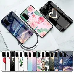 Tempered Glass Case for Samsung Galaxy S25 S24 S23 S22 Ultra Note 20 10 Plus A34 A55 A35 Flamingo Starry Sky Flowers Case Cover