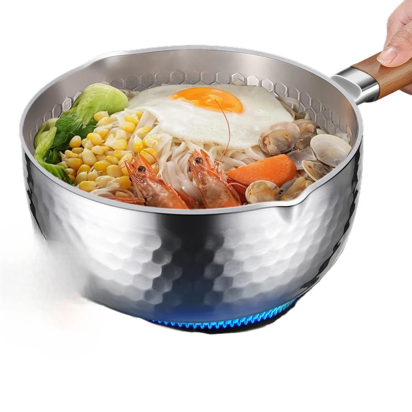 

Uncoated, Snow Pot, Thickened Stainless Steel Milk Pot, Japanese Supplementary Food, Cooked Instant Noodles Soup Pot