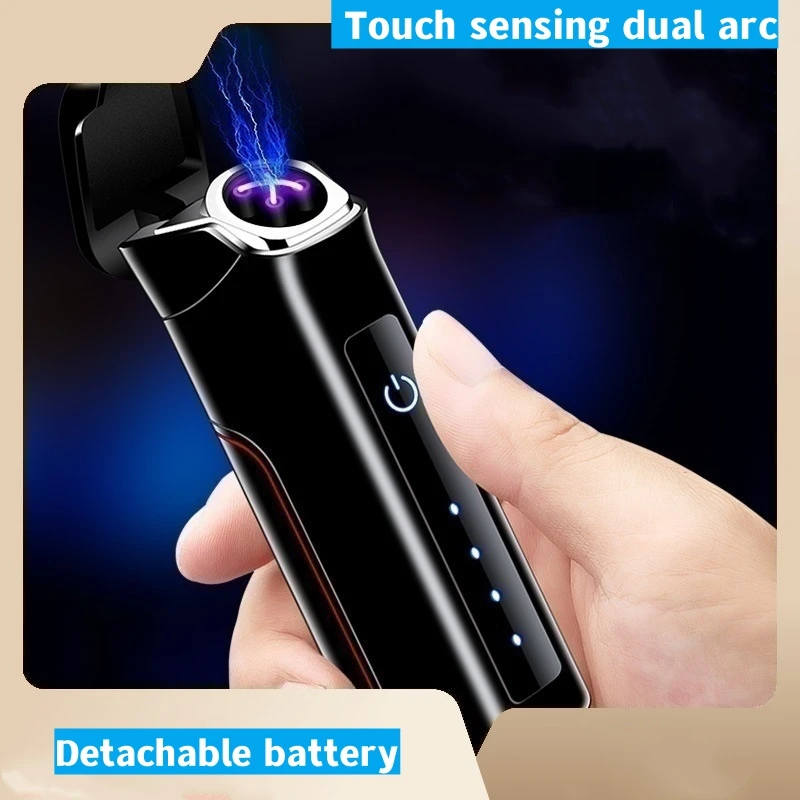 New Plasma Pulse Electric Double Arc Fingerprint Induction Flameless USB Charging Display Screen Cigar Outdoor Camping Men Gifts