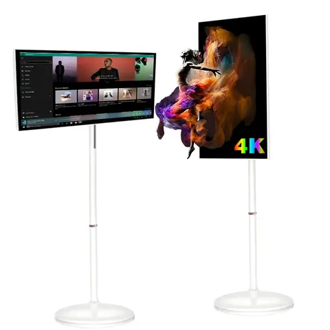 32 Inch Portable Tv 4K Android 14 OS Smart TV LCD Touchscreen Monitor LED Backlight White 8/13MP Magsafe Camera 10000mah Battery