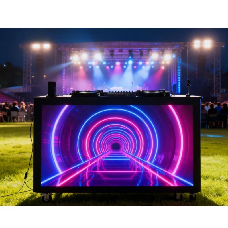 Mobile Indoor Bar Stage Facade Portable Led Video Display Retail Screen Case DJ Booth Table for Night Club DJ Booth