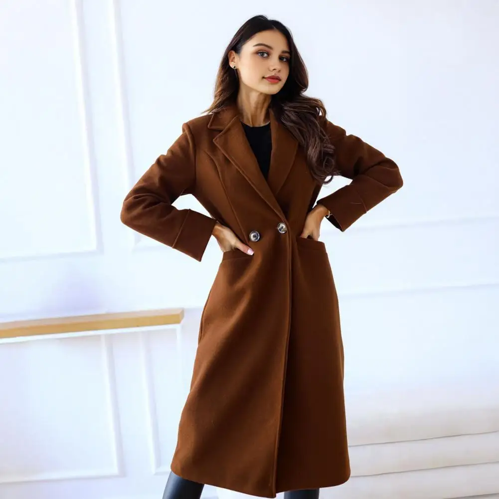Warm Winter Jacket Women Wool Coat Women's Wool Blend Midi Coat Classic Notch Lapel Overcoat Single Breasted Pea Trench for Fall