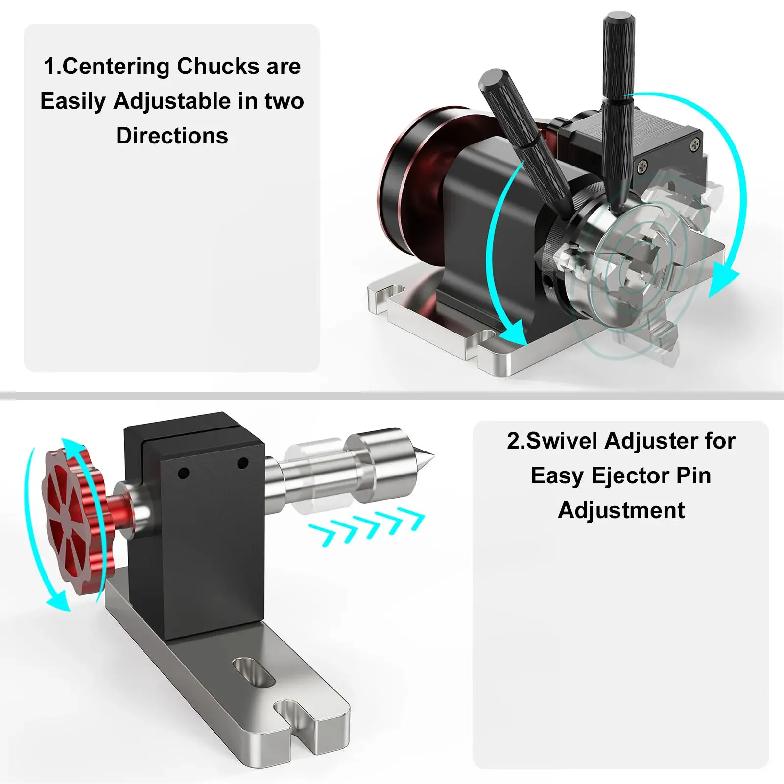 CNC Rotary Module Kit CNC Rotating Module 4:1 Belt Reduction Ratio Rust Prevention 4-60mm Diameter Chuck for Engraving Machine