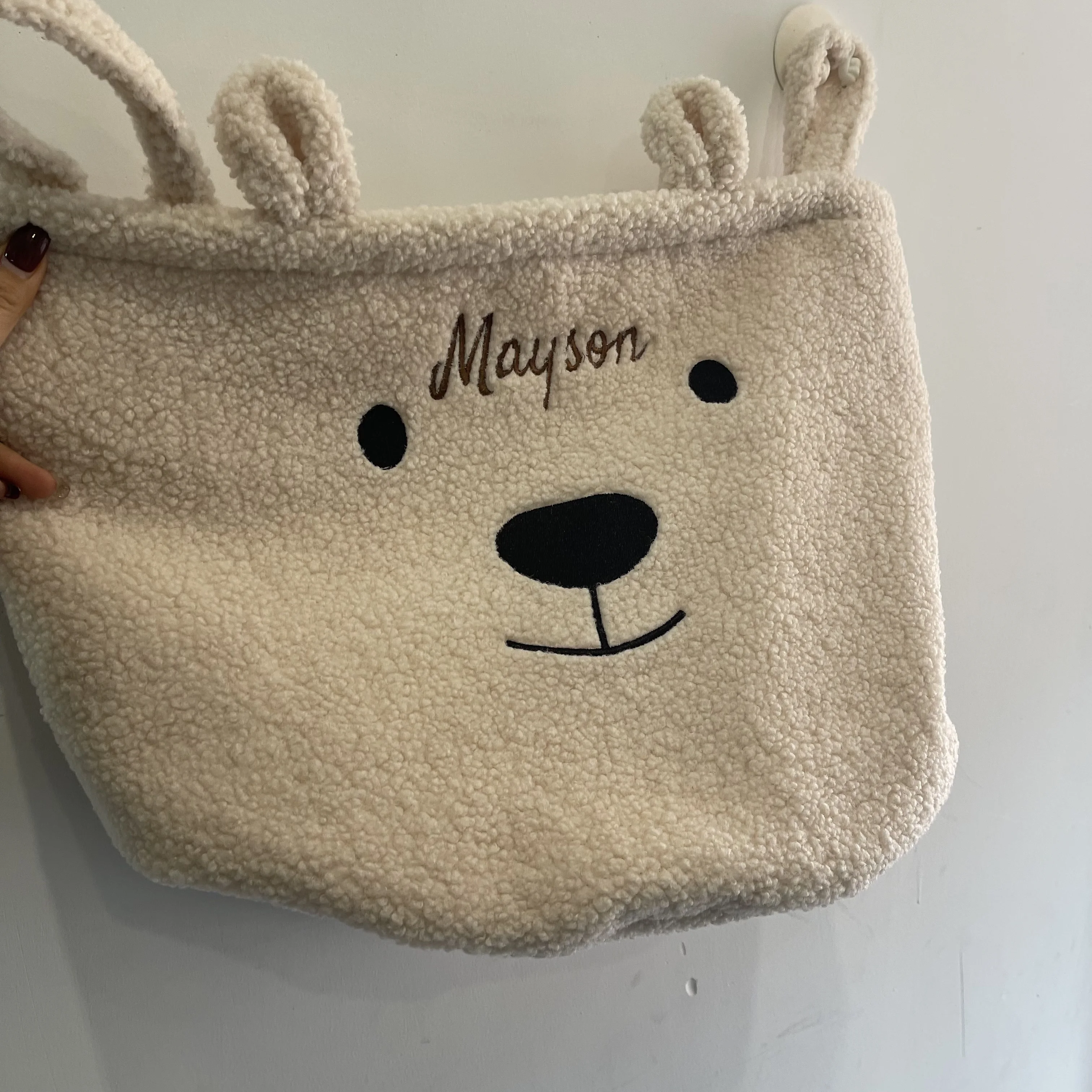 New Baby Shower Gifts Embroidered Name Bear Storage Basket Baby's Toys Storage Bag Personalized Baby Diaper Sorting Basket