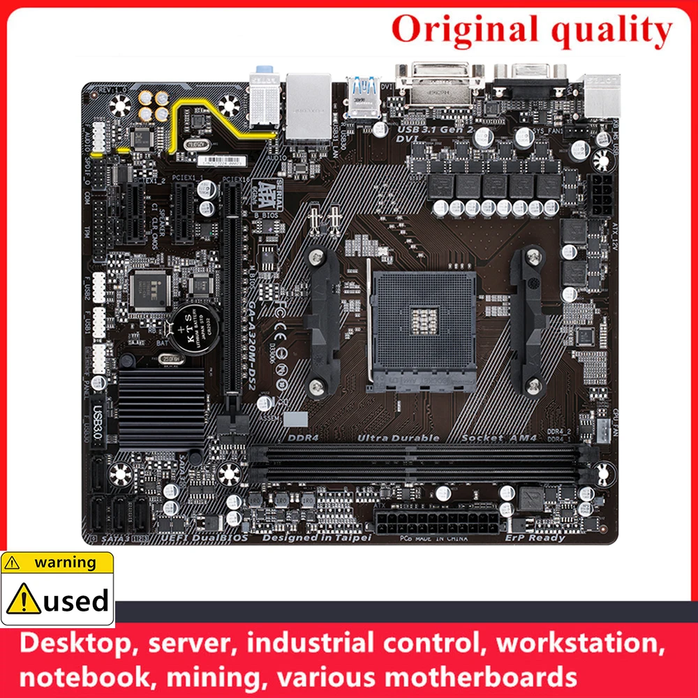 

For A320M-DS2 GA-A320M-DS2 Motherboards Socket AM4 DDR4 32GB For AMD A320 Desktop Mainboard SATA III USB3.0