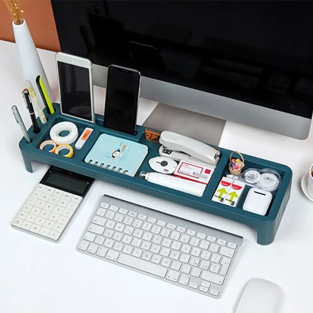 Moderne Grote Capaciteit Bureau Toetsenbord Opbergrek Multifunctioneel Plastic Desktop Opberghouder Bureau Organizer Huis/Kantoor