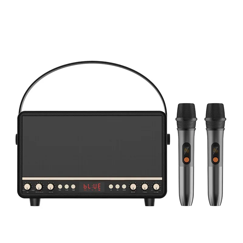 ซับวูฟเฟอร์กำลังสูง220วัตต์กล่องเสียงกลางแจ้งแบบพกพาย้อนยุคเดสก์ท็อปไร้สายลำโพงบลูทูธคุณภาพเสียง Hi-Fi AUX USB