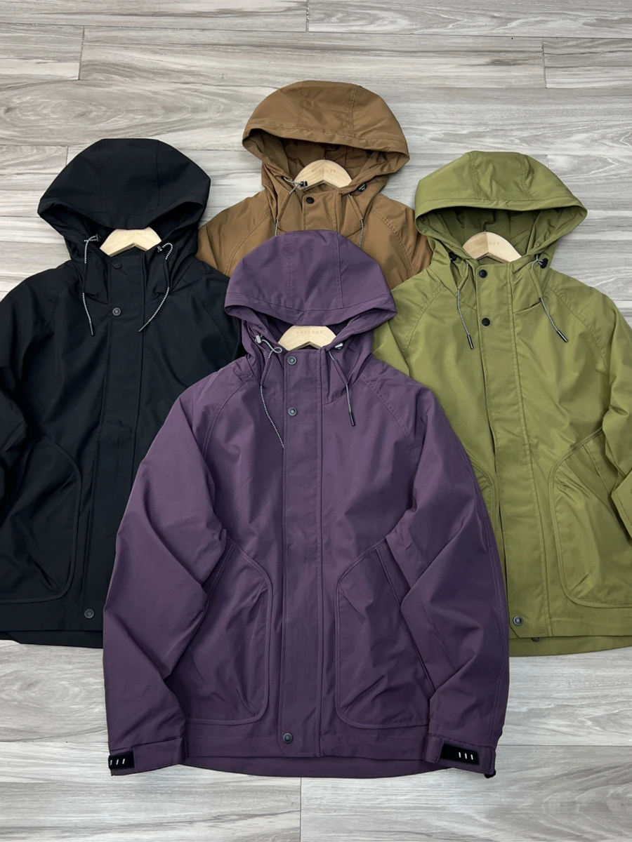 

Functional Sle Men's Outdoor Casual Workwear Jaet Loose Fit Hooded Coat Spring Autumn Polyester Fiber Zipper Decoration