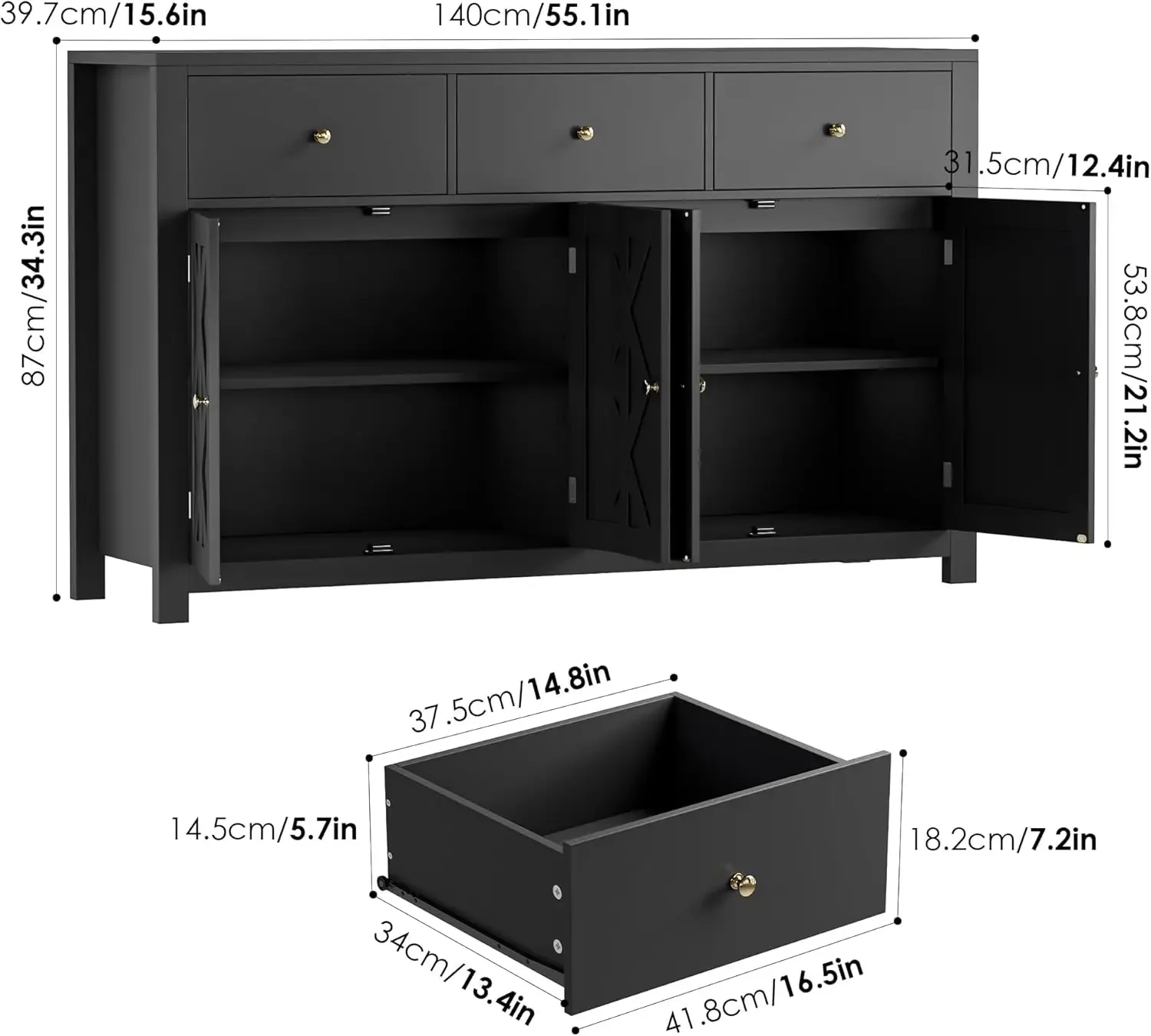 Credenza grande da buffet da 55,1