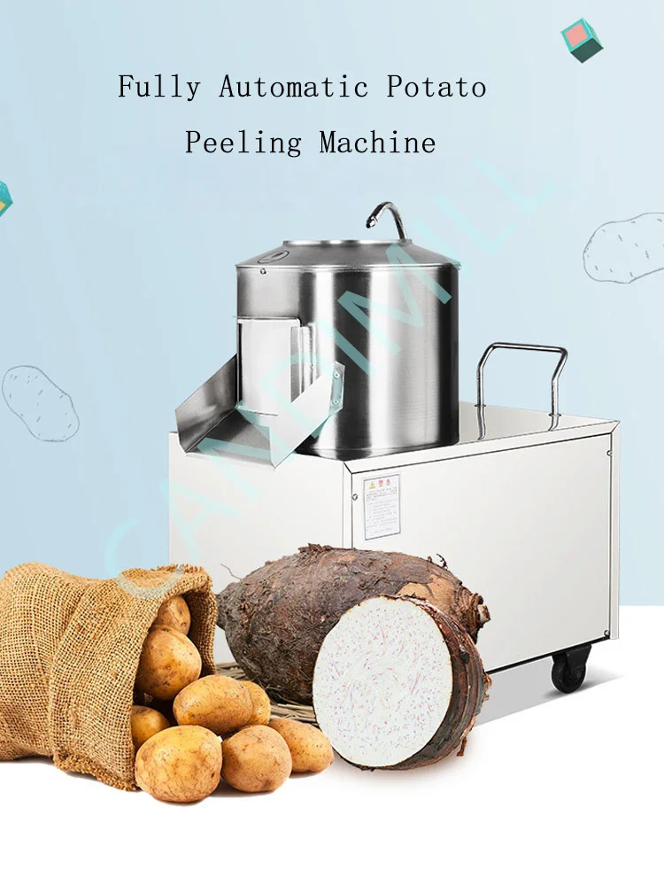 Commercial Potato Peeler, Stainless Steel Automatic Potato Washer For Taro Ginger Sweet Potatoes Peeling  1500W 260KG/Hour