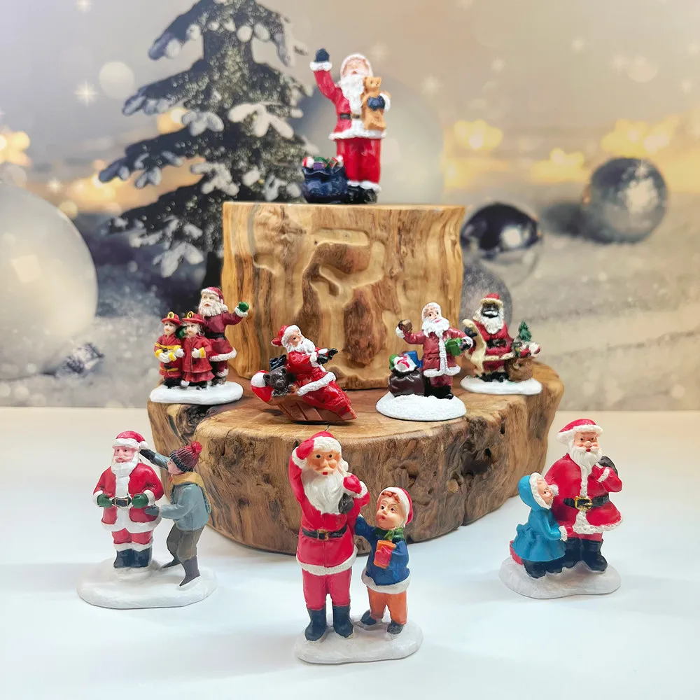 Christmas Santa Claus Resin Mini Figurine, Winter Village Desktop Ornament