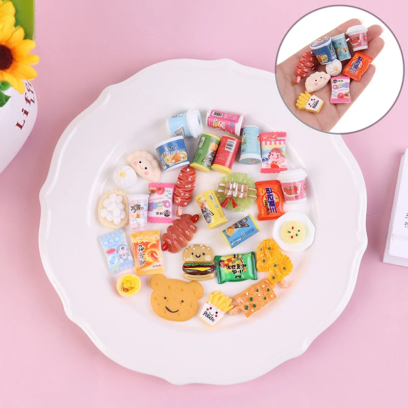 Dollhouse Miniature Resin Food Simulation, Snacks Modelo, Kids Brinquedos, Acessórios, 1:12, 5Pcs