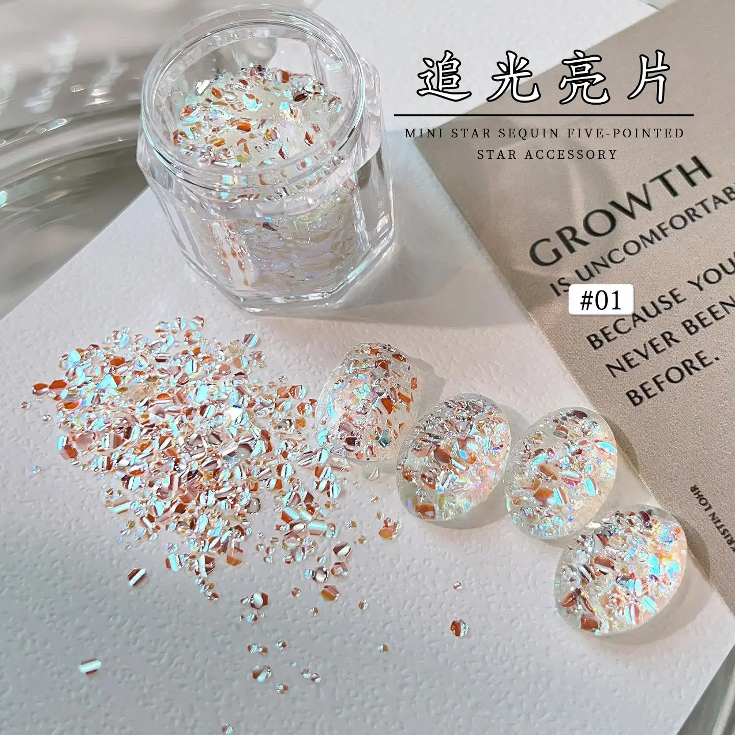 1/2Boxes 3D Dazzling Nail Glitter Sequins Mixed-Shapes Sparkling Silver Flakes for Festival Party Body Face Manicure Decorations