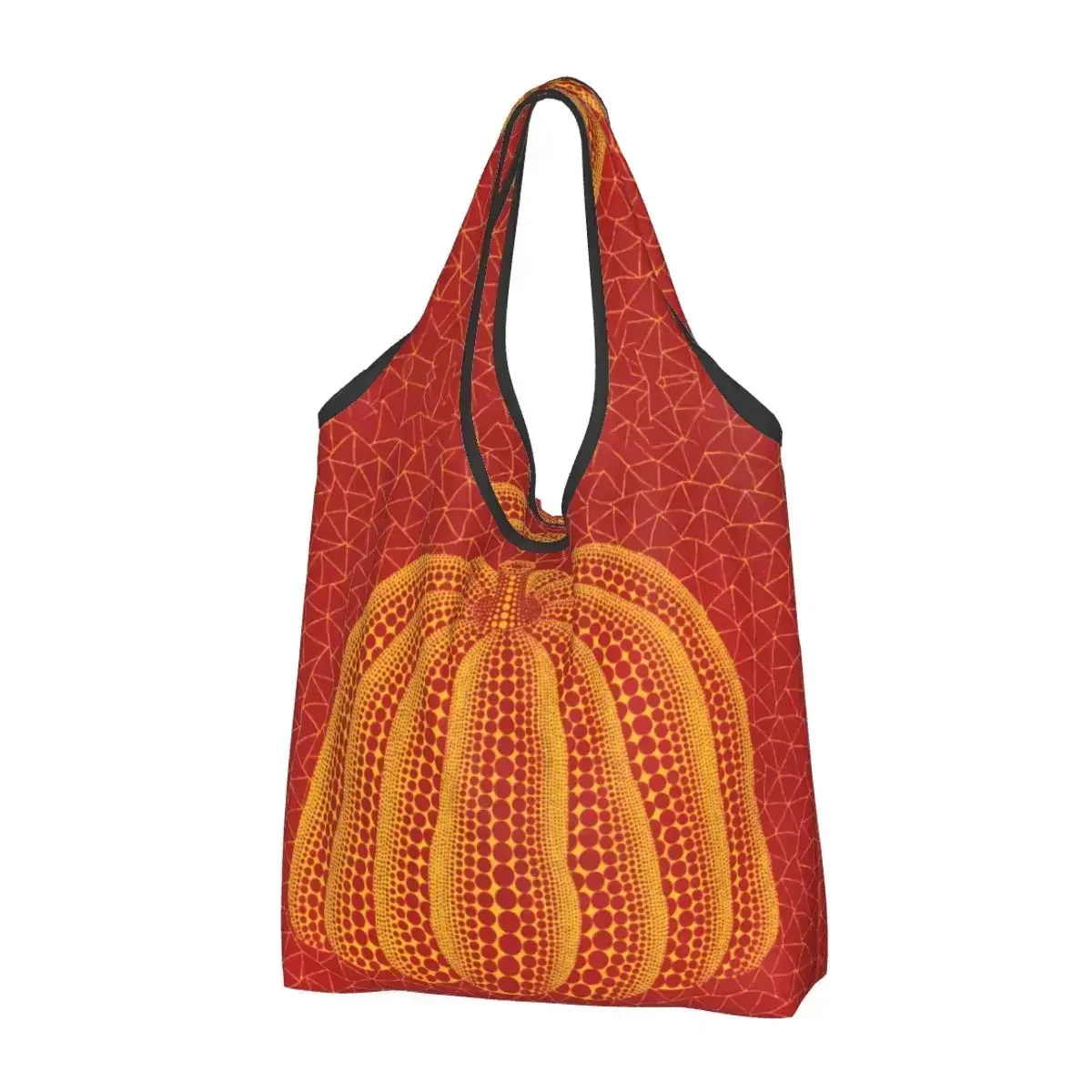 Yayoi Kusama Art Pumpkin Groceries Shopping Bag Funny Shopper Shoulder Tote Bags Big Capacity Portable Handbag